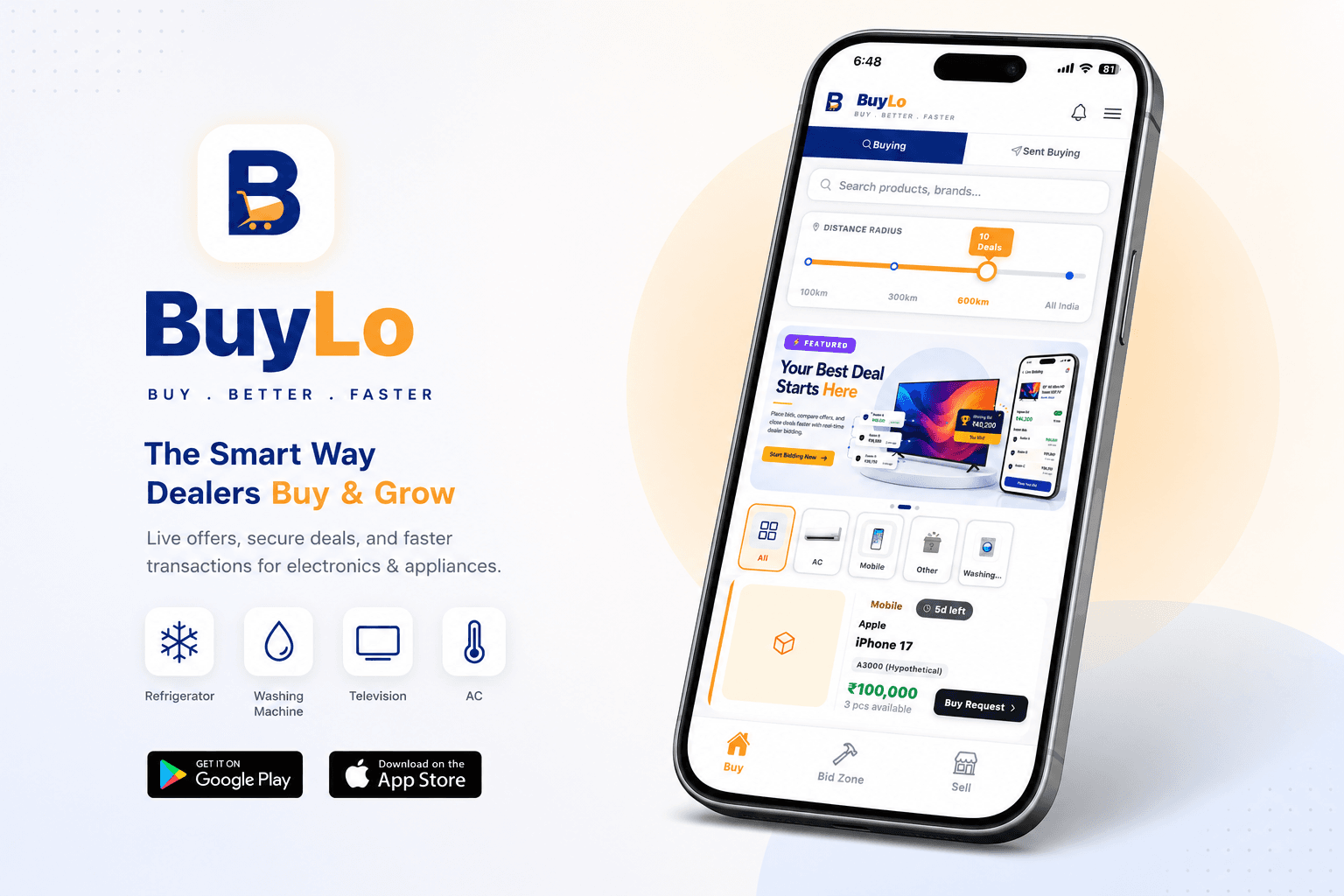 Buylo App — Marketplace screen